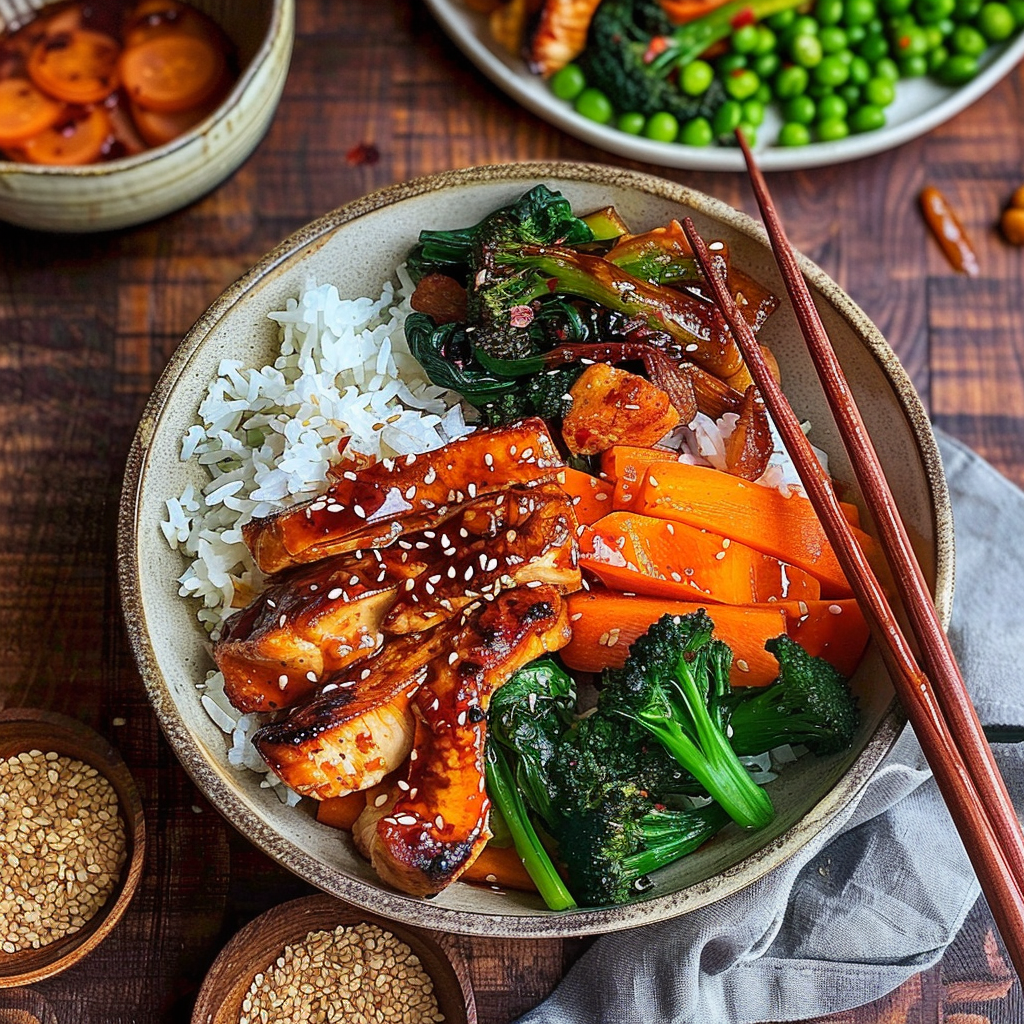 Recipe preparation for Korean BBQ Chicken Bowls with Gochujang Cream Sauce