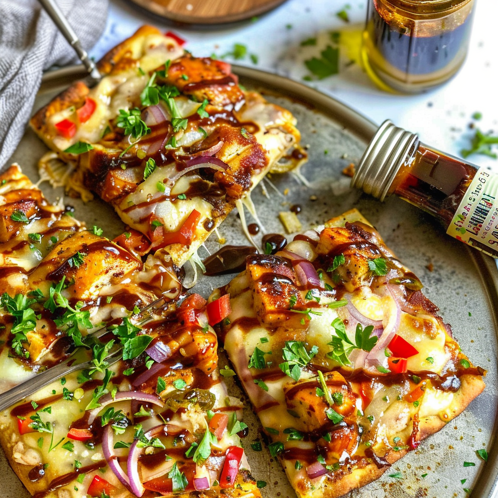 Recipe preparation for BBQ Chicken Flatbread