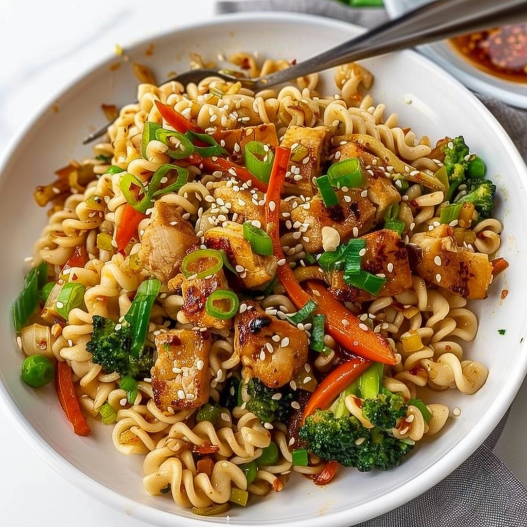 Recipe preparation for Chicken Ramen Stir Fry