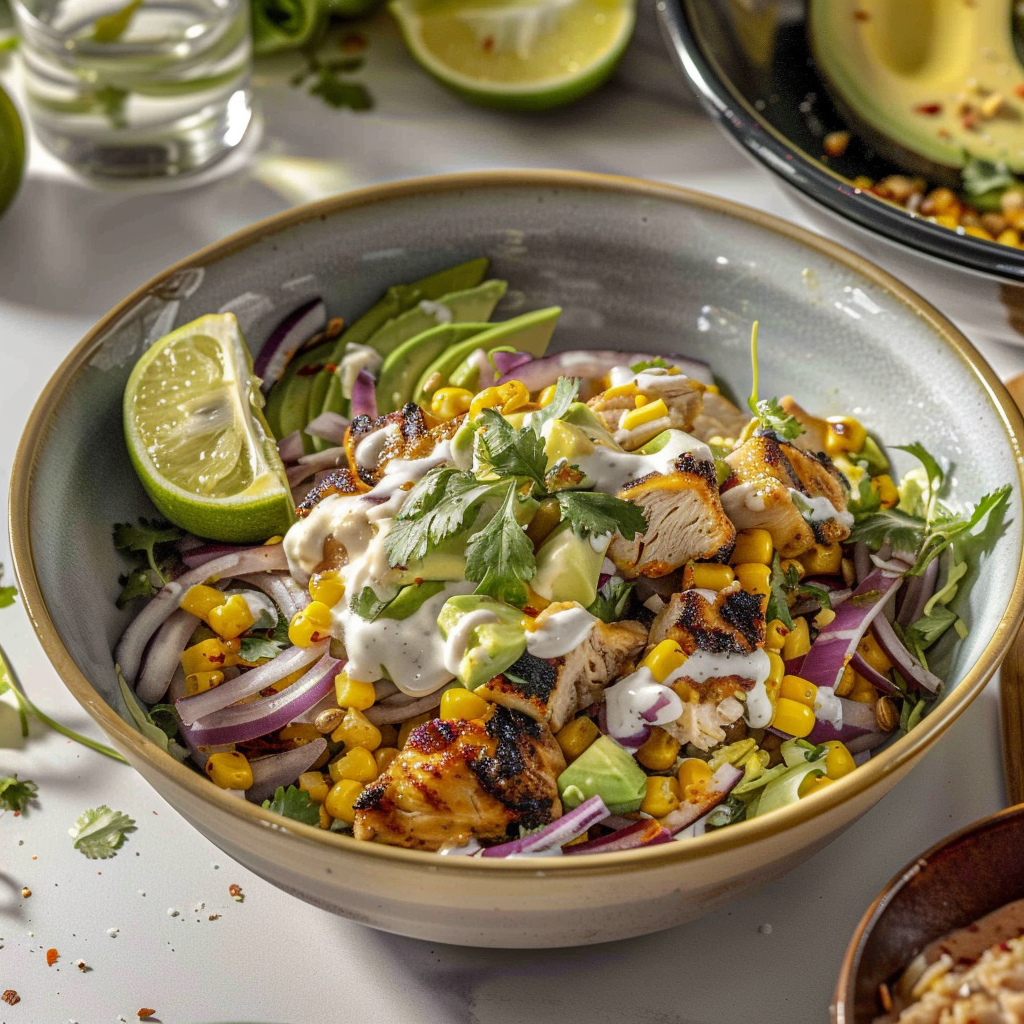 Recipe preparation for Street Corn Chicken Bowl