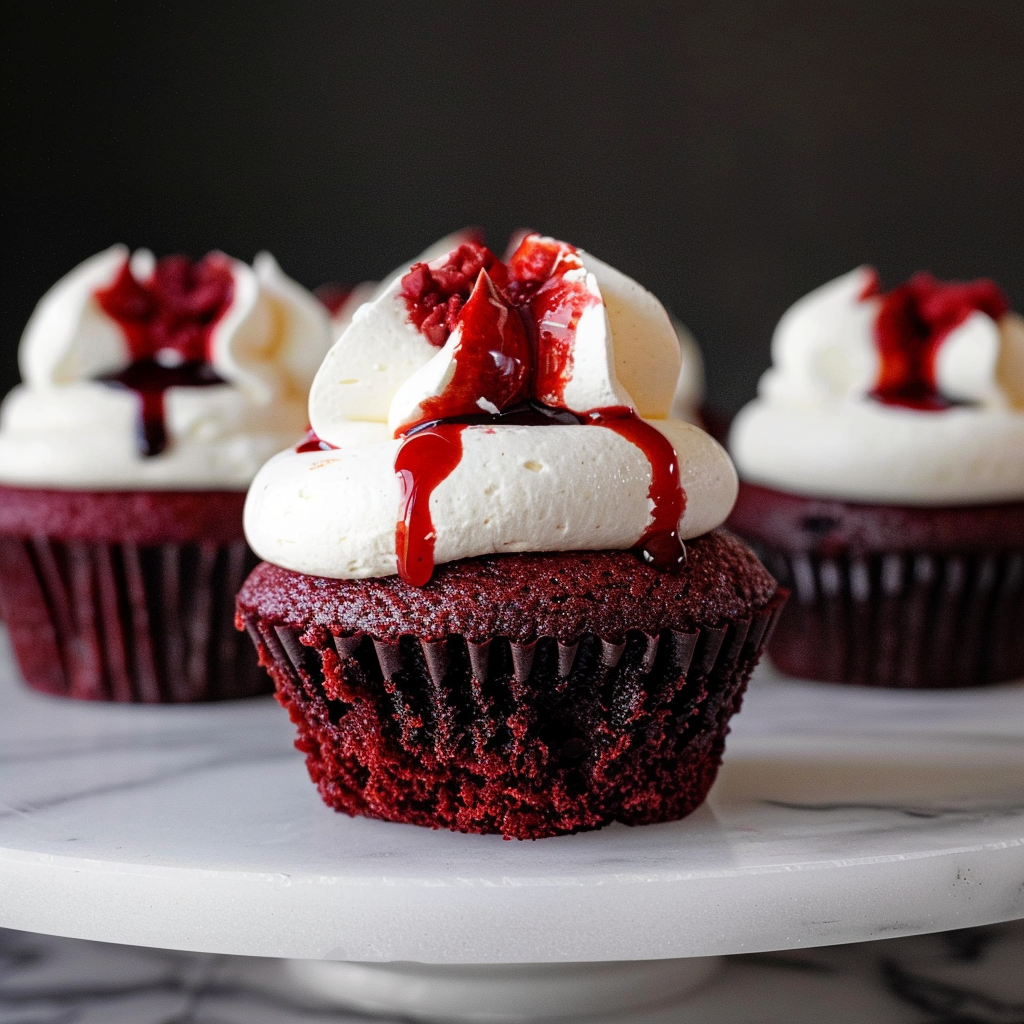Recipe preparation for Red Velvet Vampire Cupcakes
