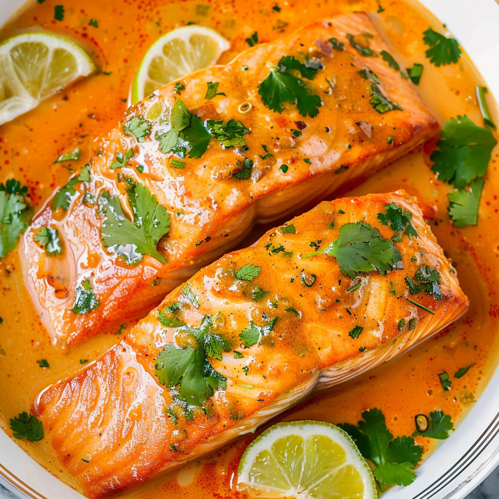 Recipe preparation for Microwave Red Curry Poached Salmon