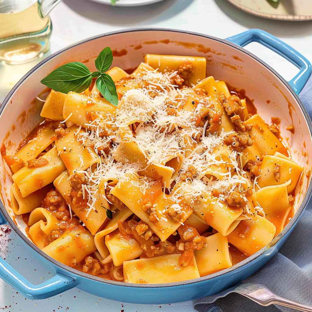 Recipe preparation for Paccheri with Quick Sausage Ragu