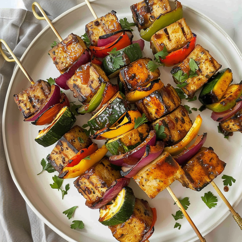 Recipe preparation for Smoky BBQ Tofu Skewers