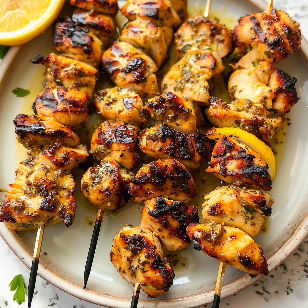 Recipe preparation for Lemon Butter Chicken Skewers