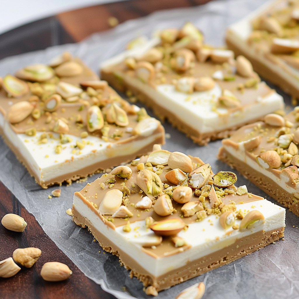 Recipe preparation for White-Chocolate Pistachio Bark with Gold Dust