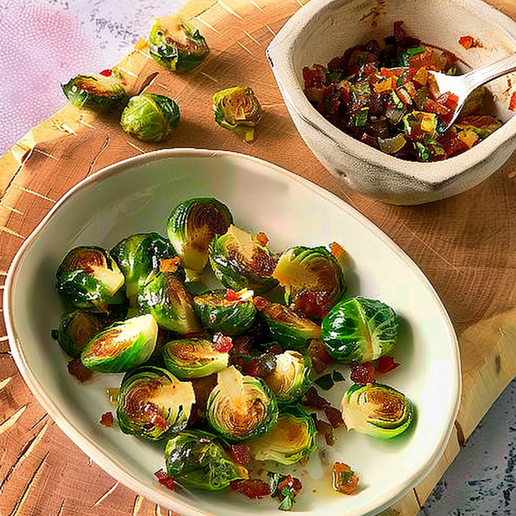 Recipe preparation for Brussels Sprouts with Bacon Jam