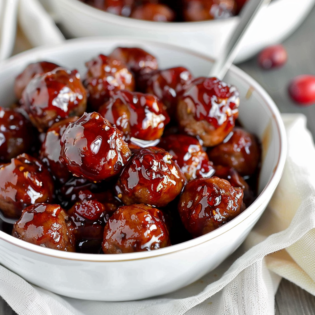 Recipe preparation for Festive Cranberry Meatballs