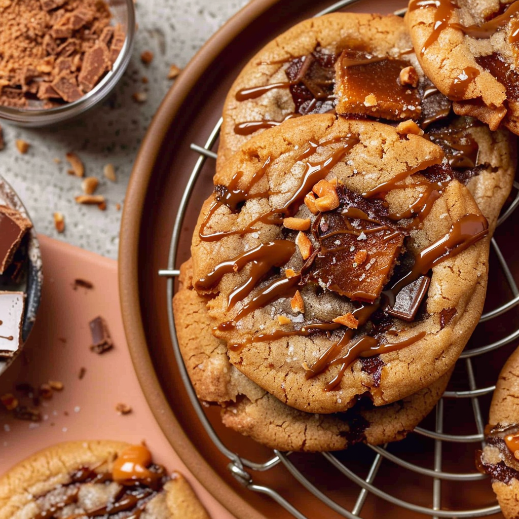 Recipe preparation for Brown Butter Toffee Cookies