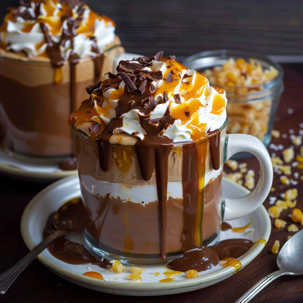 Recipe preparation for Salted Caramel Hot Chocolate