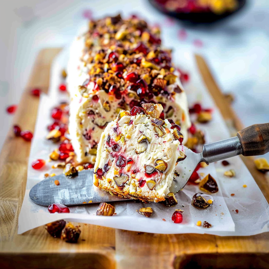 Recipe preparation for Cranberry-Pistachio Cheese Log