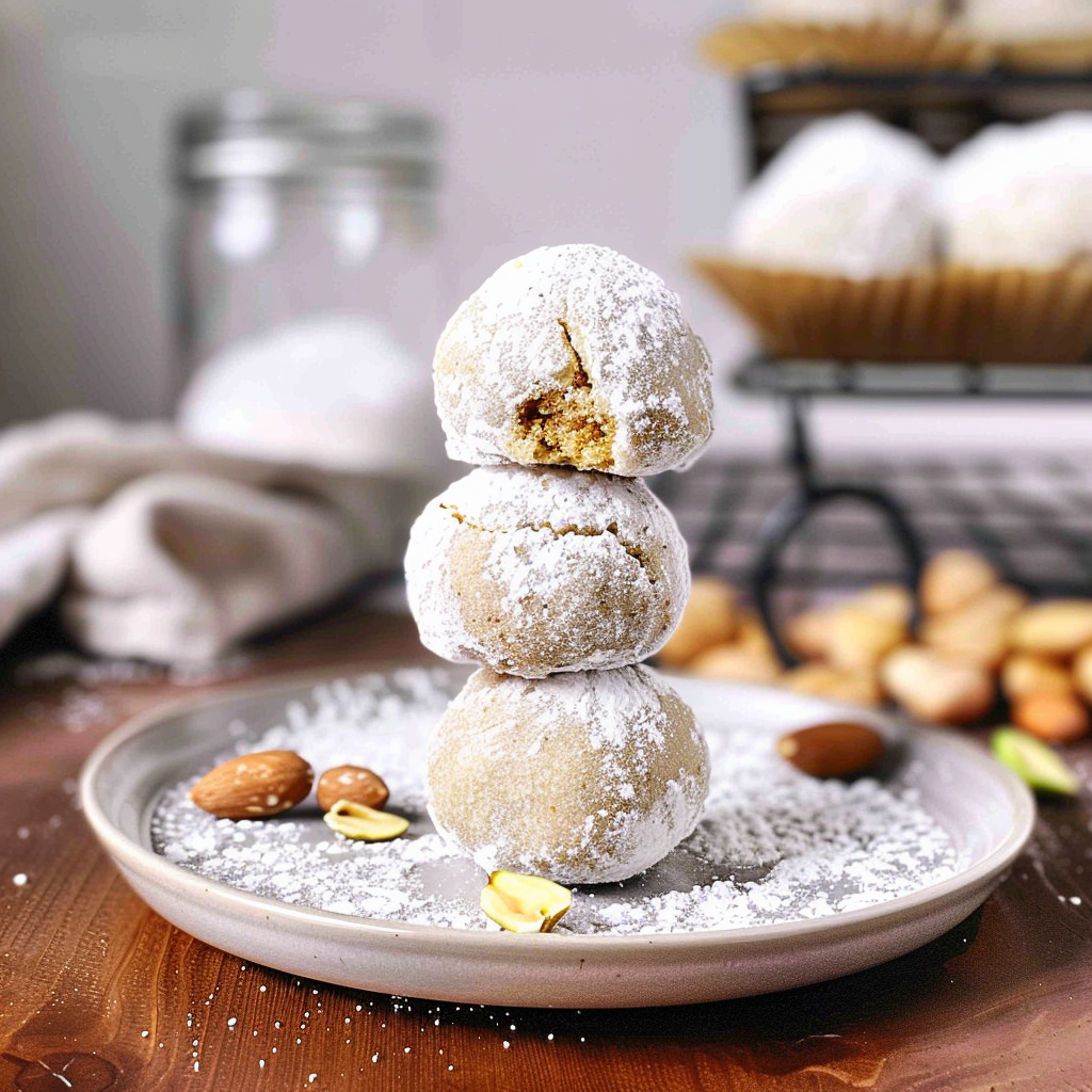 Recipe preparation for Pistachio Snowball Cookies with White Chocolate