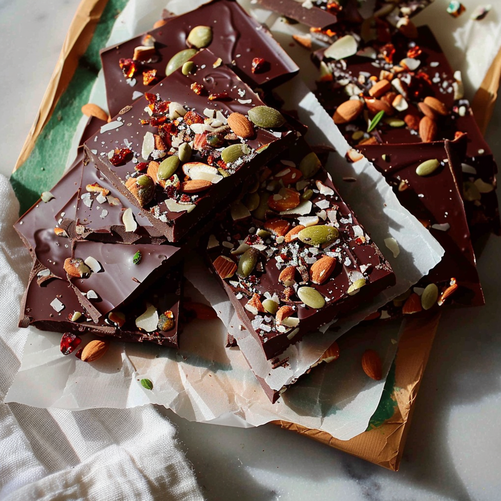 Recipe preparation for Chocolate & Chili Christmas Bark