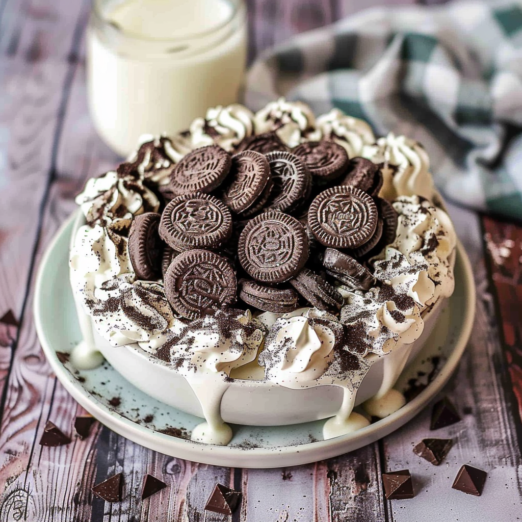 Recipe preparation for No-Bake Oreo Fluff