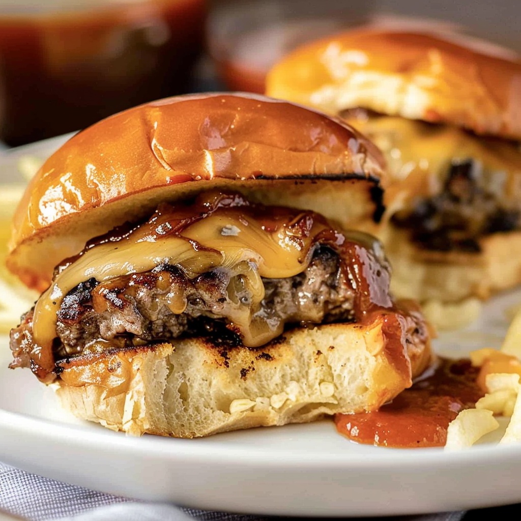 Recipe preparation for BBQ Cheddar Stuffed Beef Sliders
