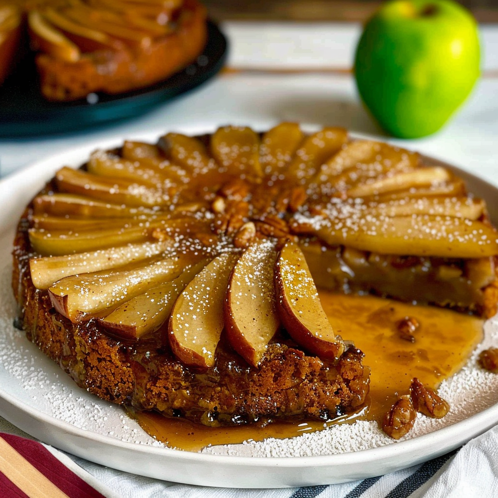 Recipe preparation for Spiced Pear Upside-Down Cake