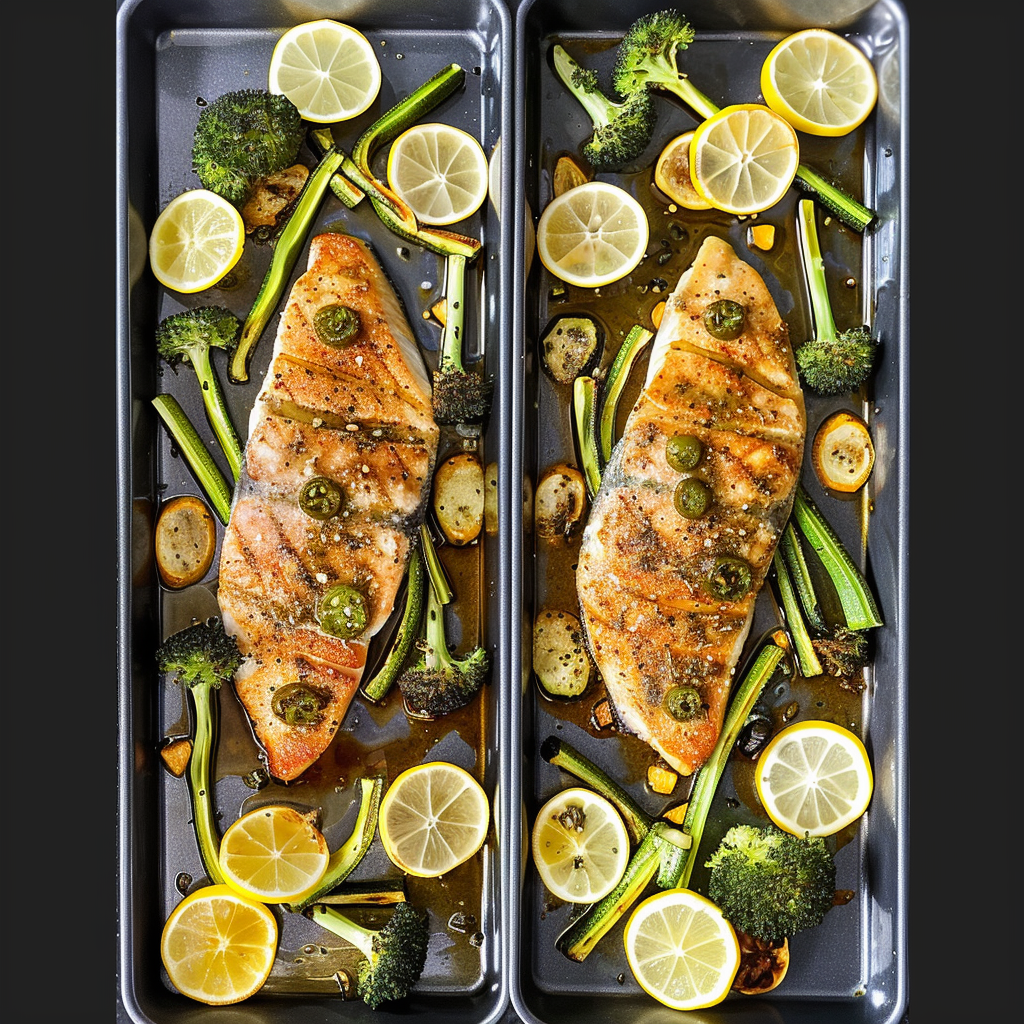 Recipe preparation for Low-Calorie Sheet Pan Tilapia and Roasted Zucchini
