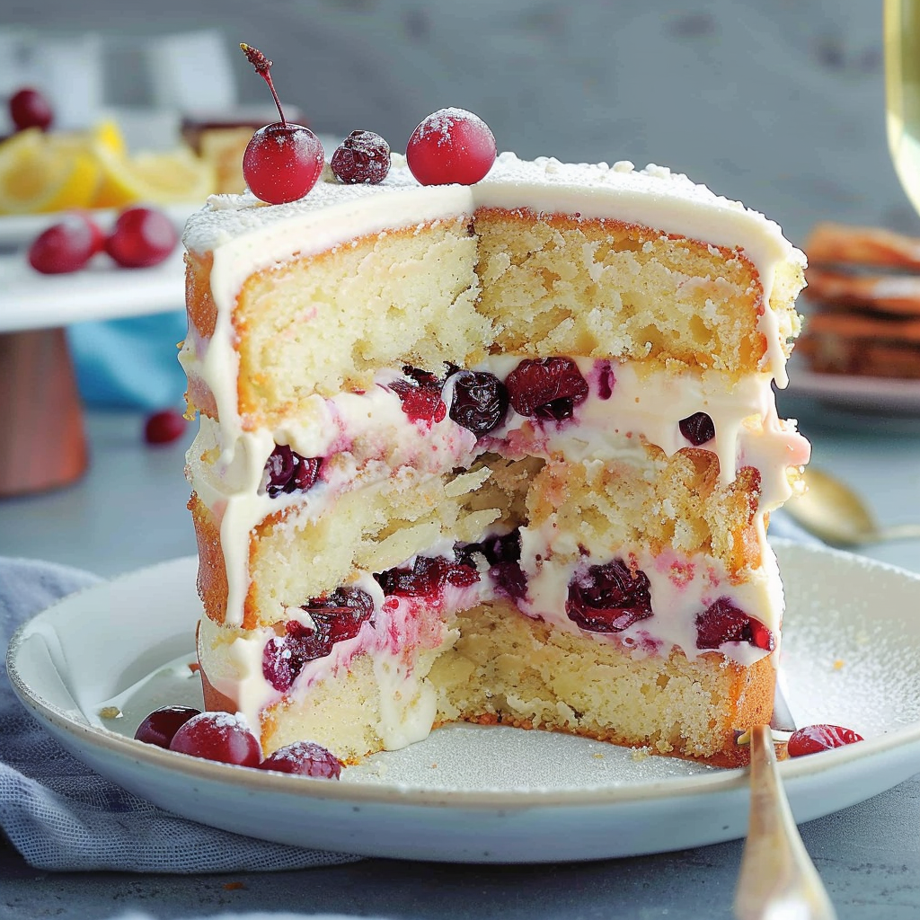 Recipe preparation for Lemon and Cranberry Layer Cake