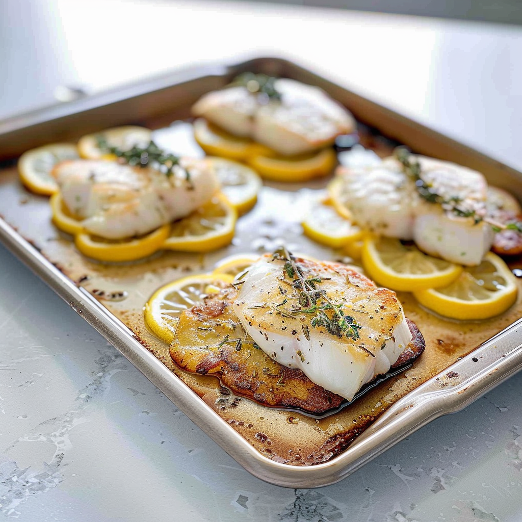 Recipe preparation for Sheet Pan Lemon Herb Cod and Potatoes