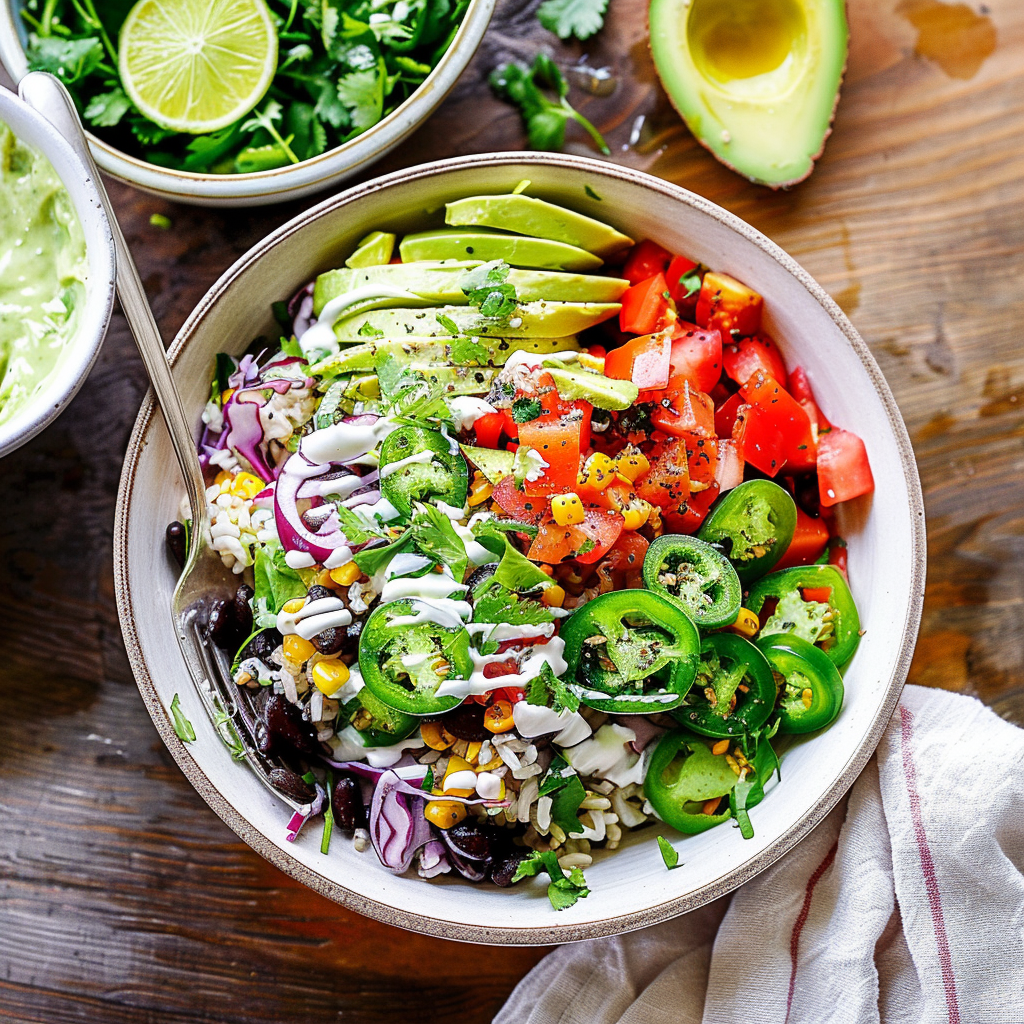 Recipe preparation for Healthy Veggie and Bean Burrito Bowls