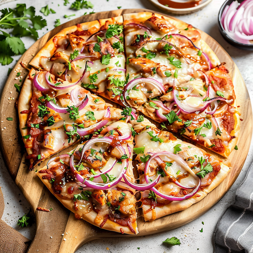 Recipe preparation for Grilled BBQ Chicken Pizza