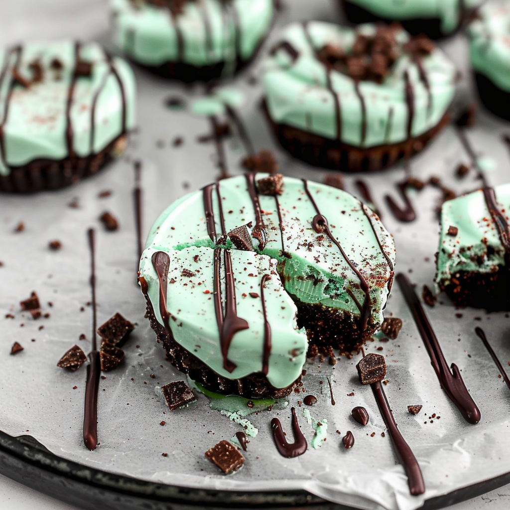Recipe preparation for Easy No-Bake Mini Grasshopper Pies