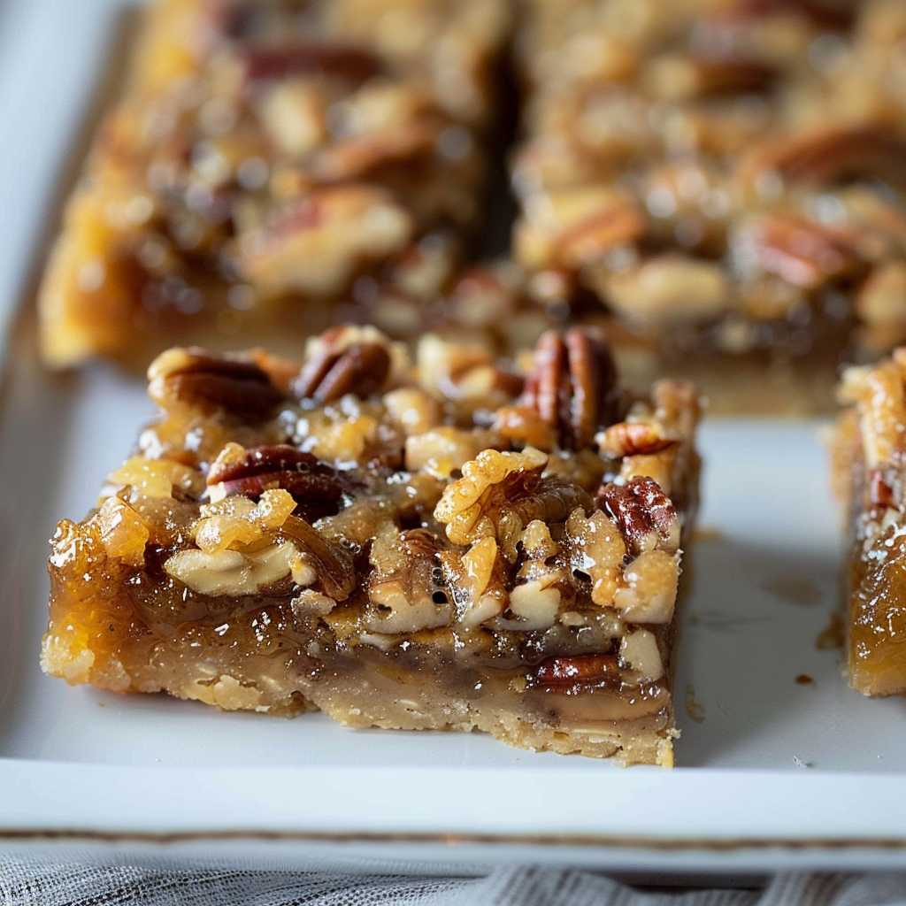 Recipe preparation for Bourbon Maple Pecan Pie Bars