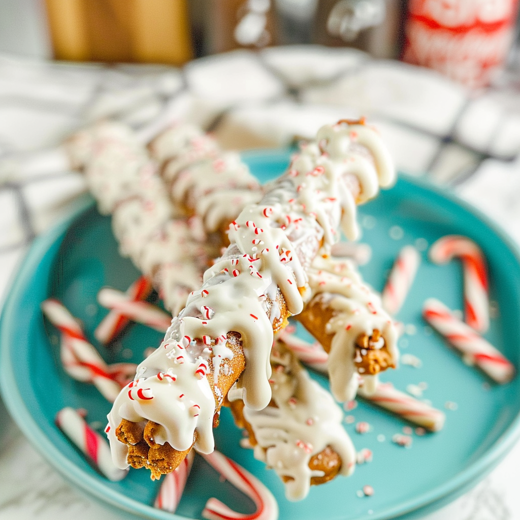 Recipe preparation for White Chocolate Peppermint Pretzel Logs