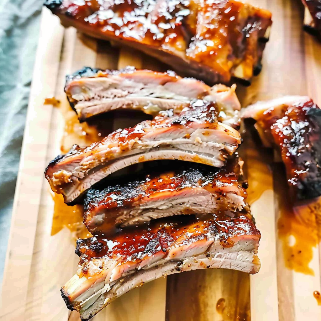 Recipe preparation for Apricot-Chipotle Glazed Pork Ribs