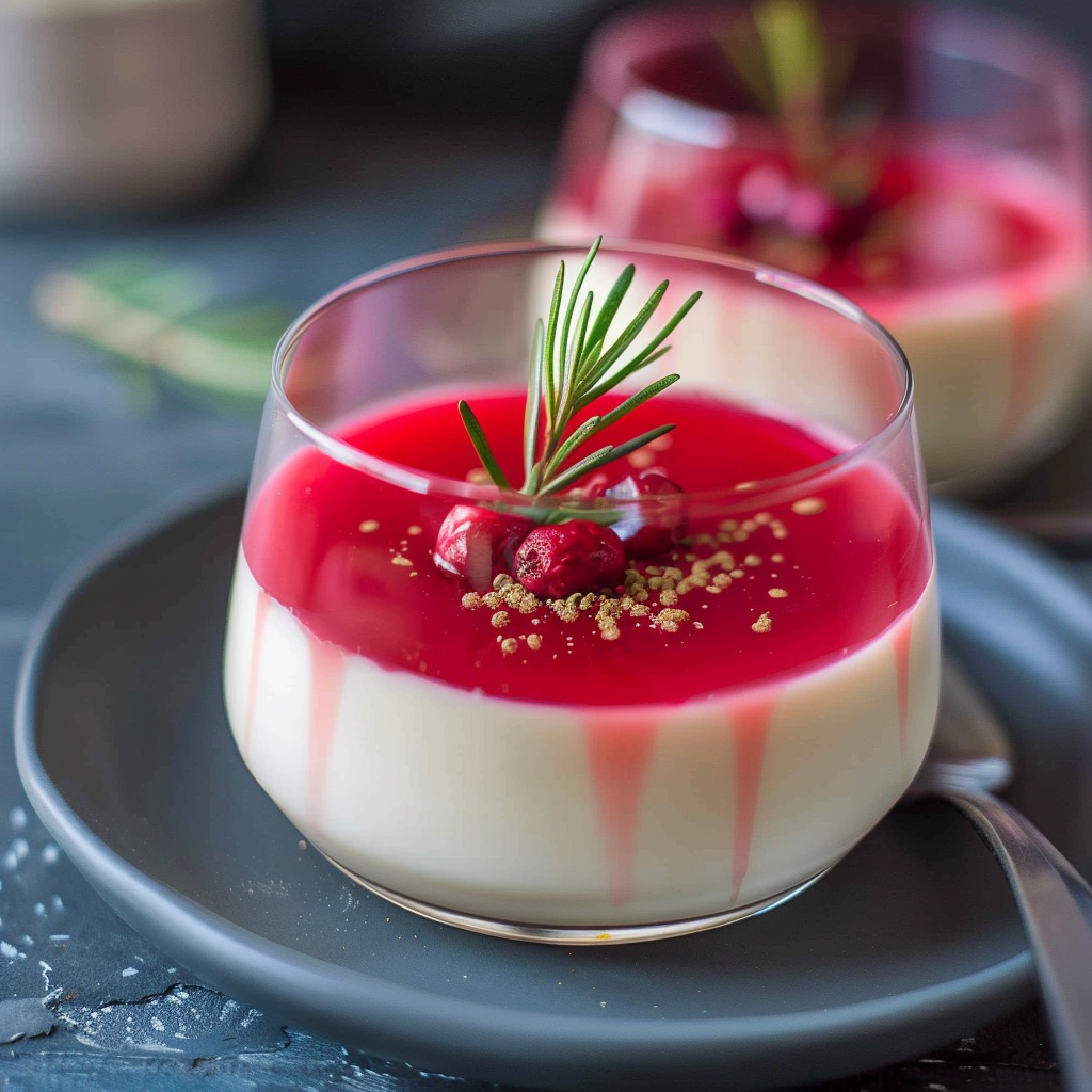 Recipe preparation for Chai-Spiced Panna Cotta with Cranberries