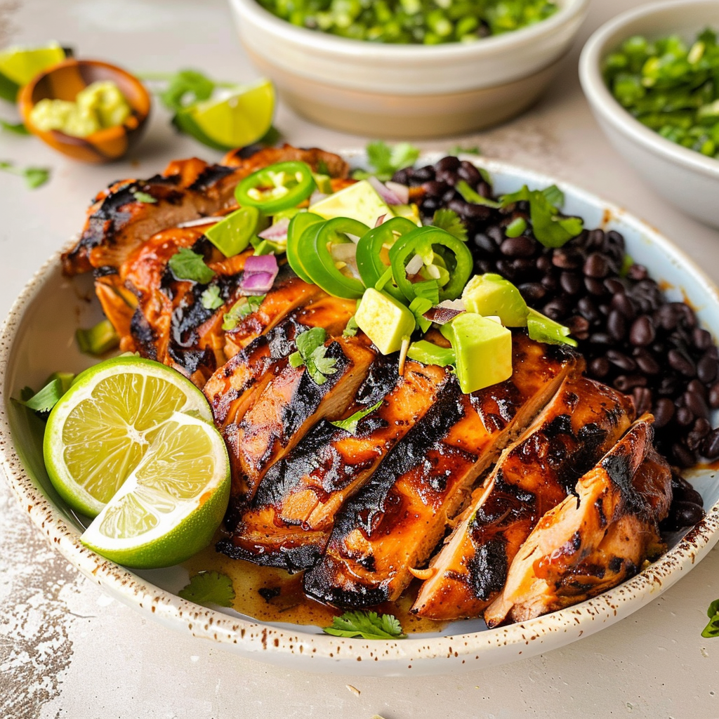 Recipe preparation for Chipotle Lime BBQ Chicken with Pineapple Salsa & Cornbread