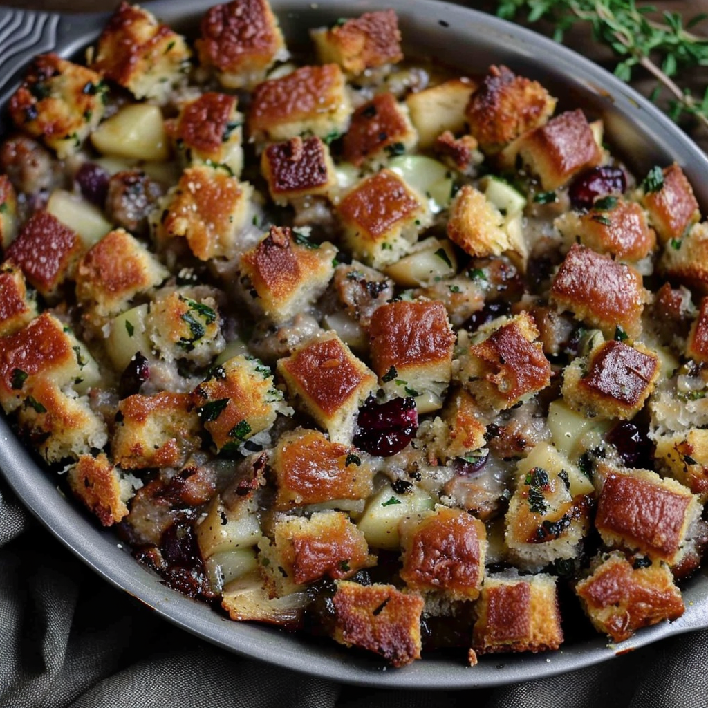 Recipe preparation for Rustic Sausage, Apple & Sage Stuffing Balls