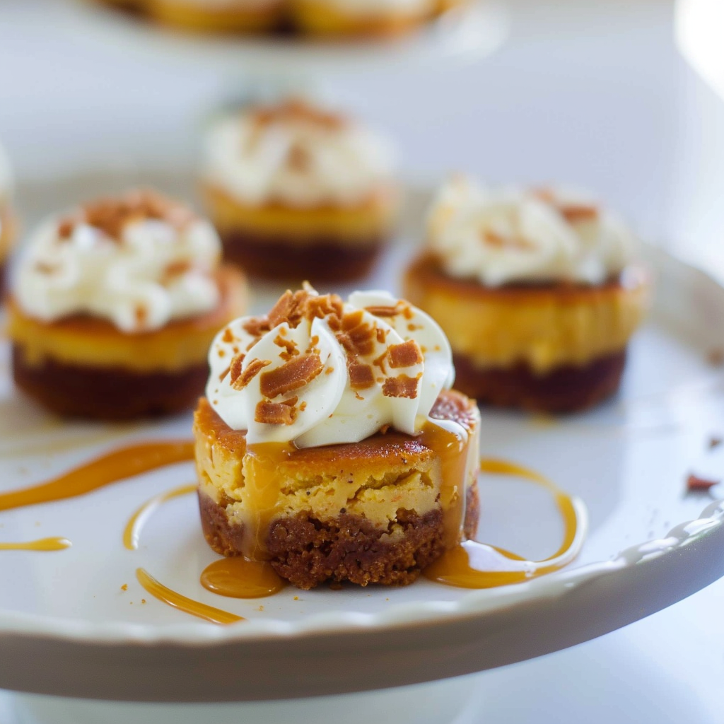 Recipe preparation for Mini Pumpkin Cheesecakes with Gingersnap Crust