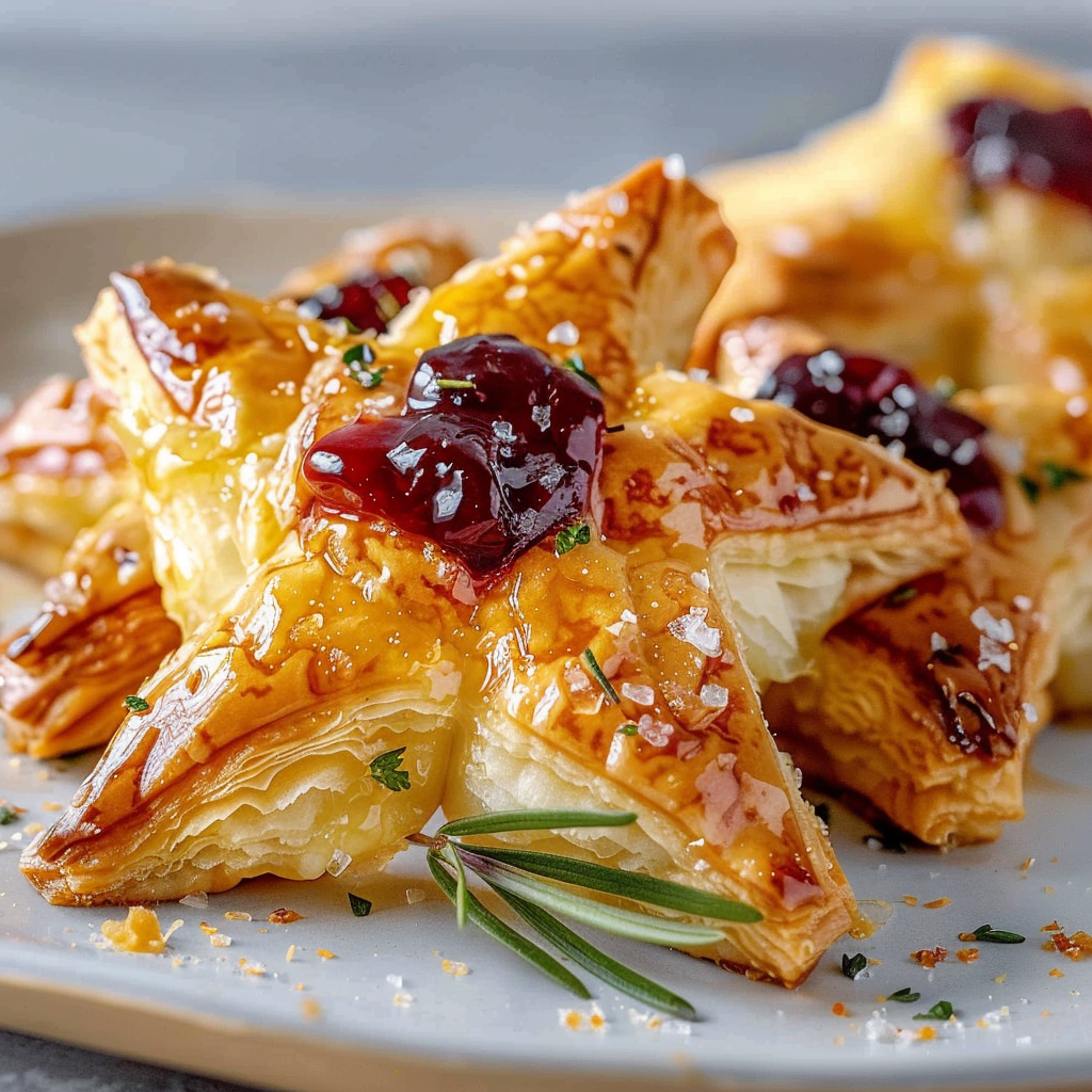 Recipe preparation for Holiday Brie & Herb Puff Pastry Stars