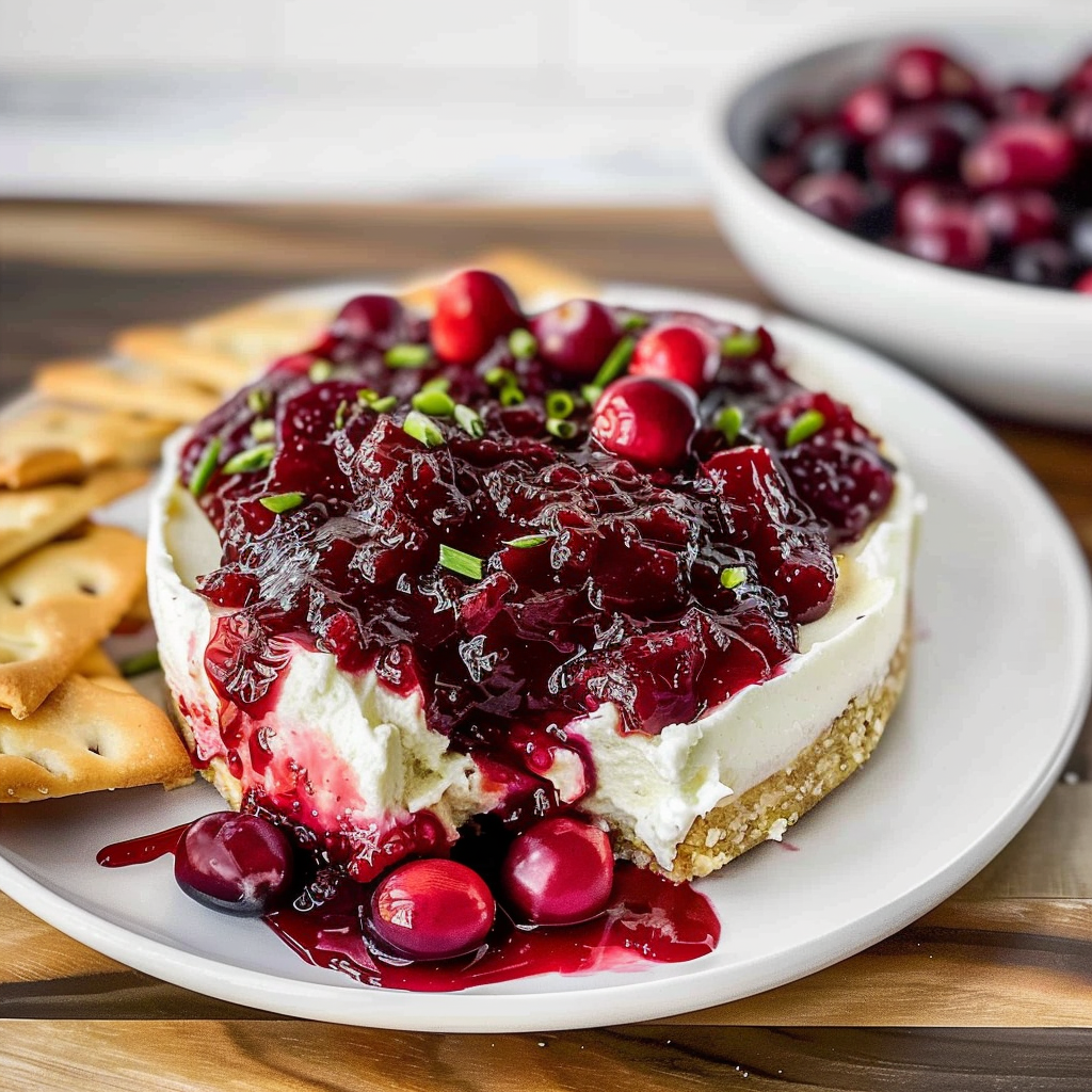 Recipe preparation for Festive Cranberry Cream Cheese Dip