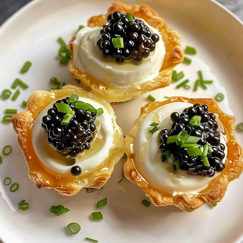 Recipe preparation for Caviar & Creme Fraiche Vol Au Vents