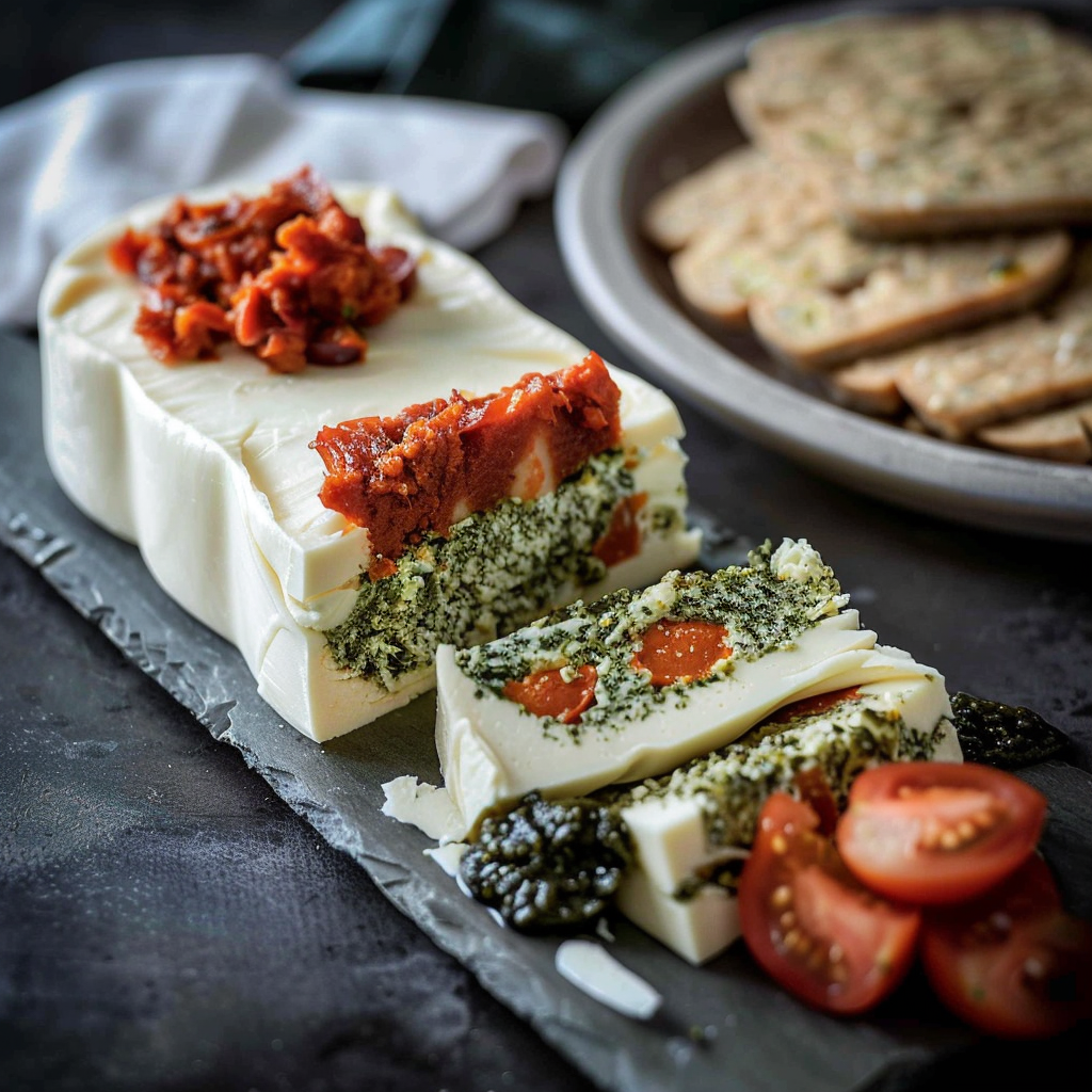 Recipe preparation for Antipasto Terrine with Provolone, Pesto and Tomato