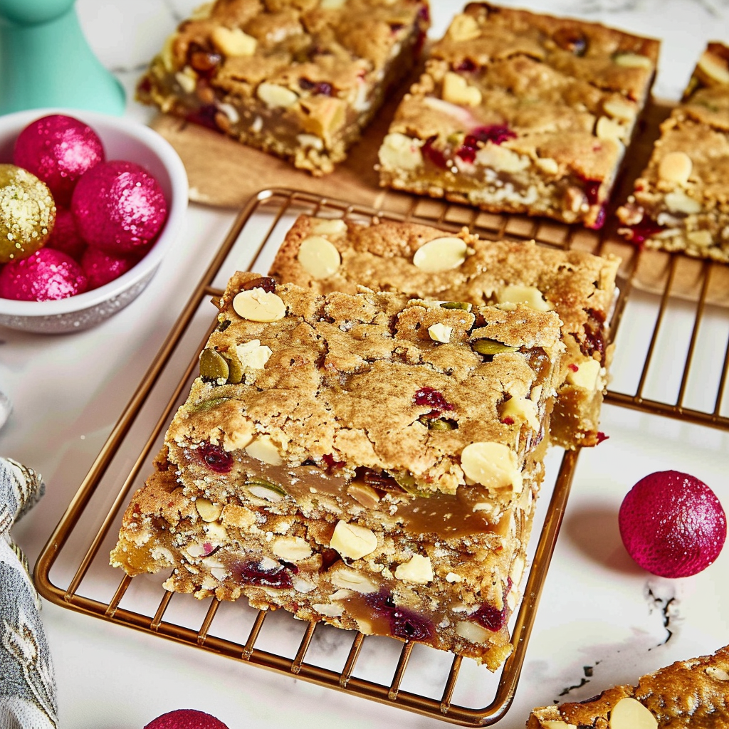 Recipe preparation for Cranberry Orange White Chocolate Blondies