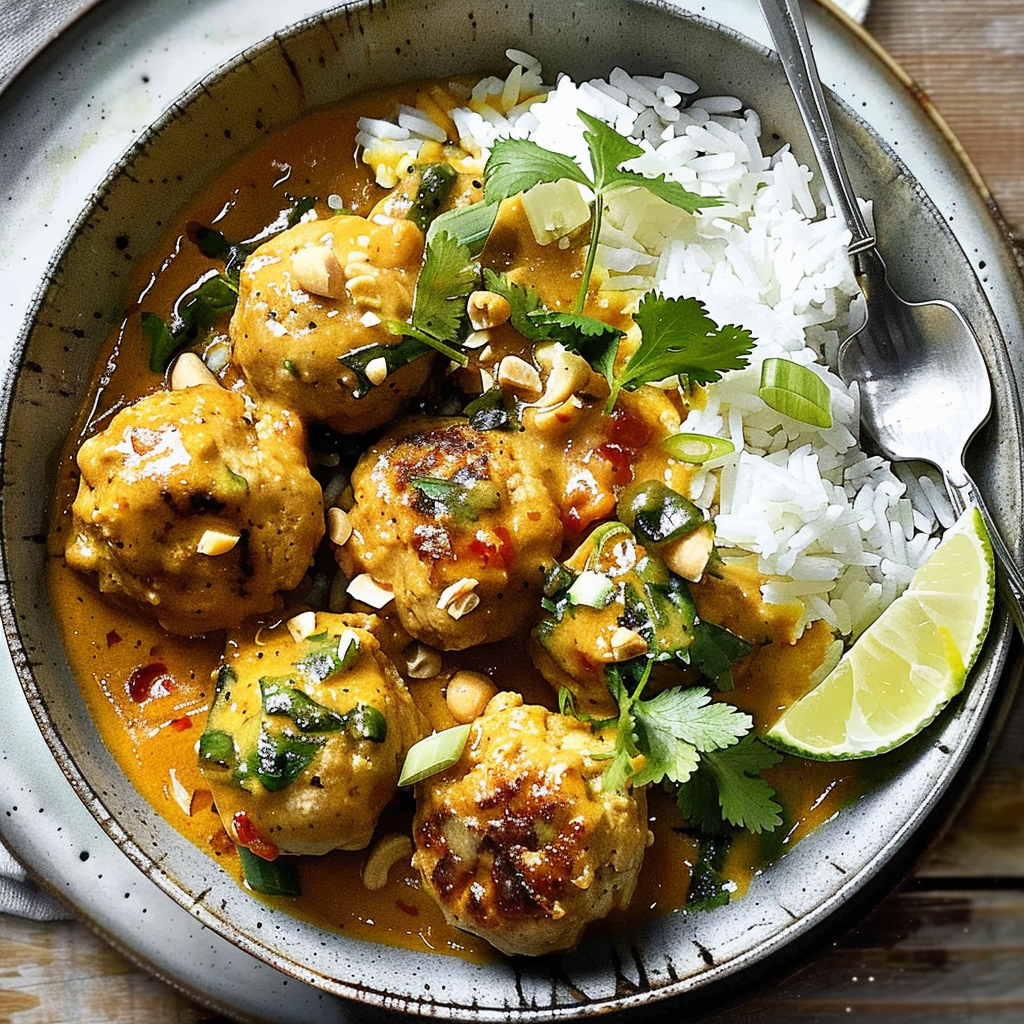 Recipe preparation for Coconut Curry Chicken Meatballs