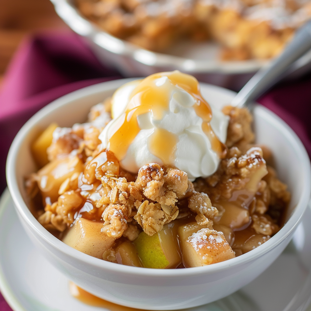 Recipe preparation for Warm Apple & Cinnamon Crisp