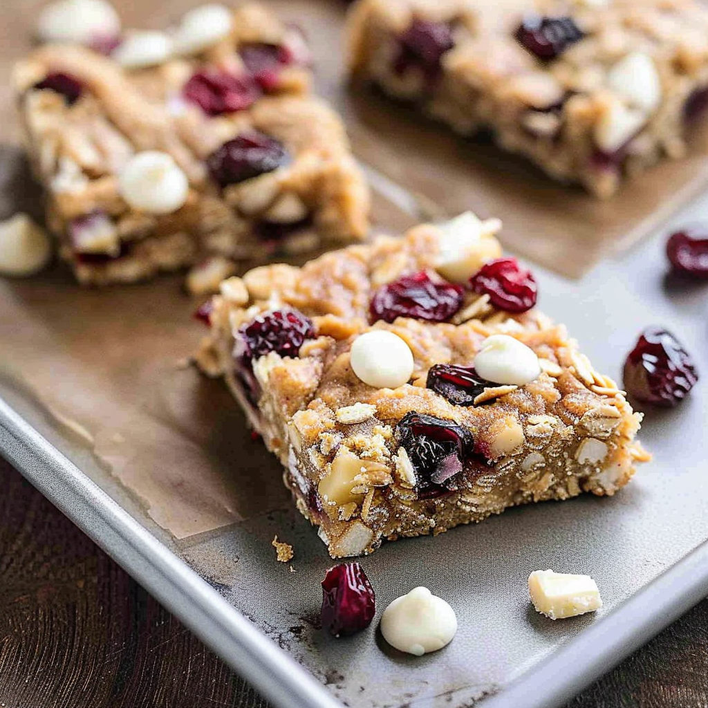Recipe preparation for Cranberry White Chocolate Oat Bars