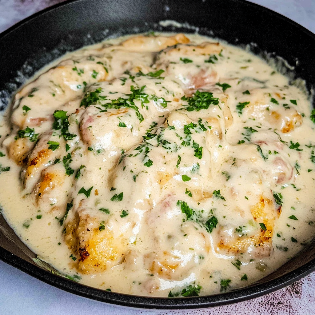 Recipe preparation for Creamy White Sauce Chicken
