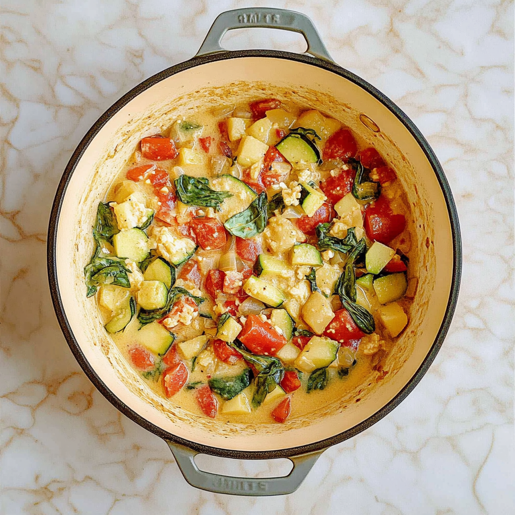 Recipe preparation for Cream Vegetable Skillet