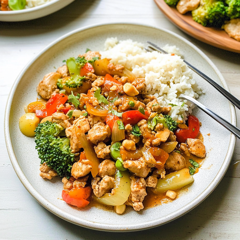 Recipe preparation for Cashew Cream Chicken Stir-Bake
