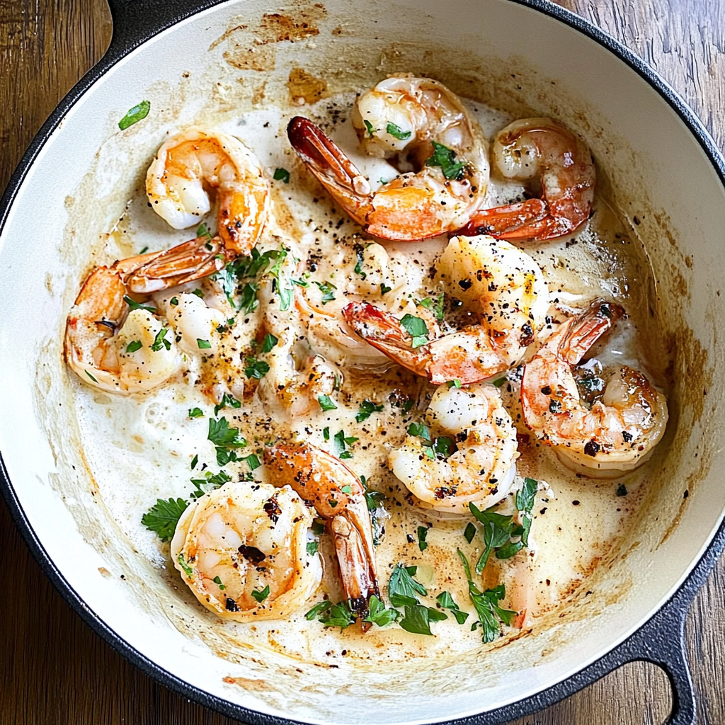 Recipe preparation for Coconut Milk Poached Shrimp