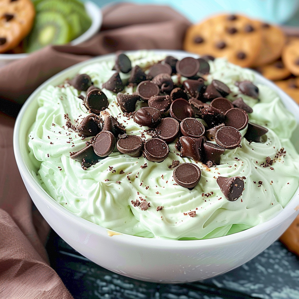 Recipe preparation for Peppermint Chocolate Chip Dessert Dip