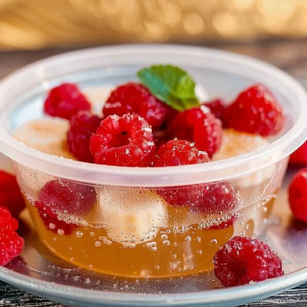Recipe preparation for Prosecco & Raspberry Jello Shots