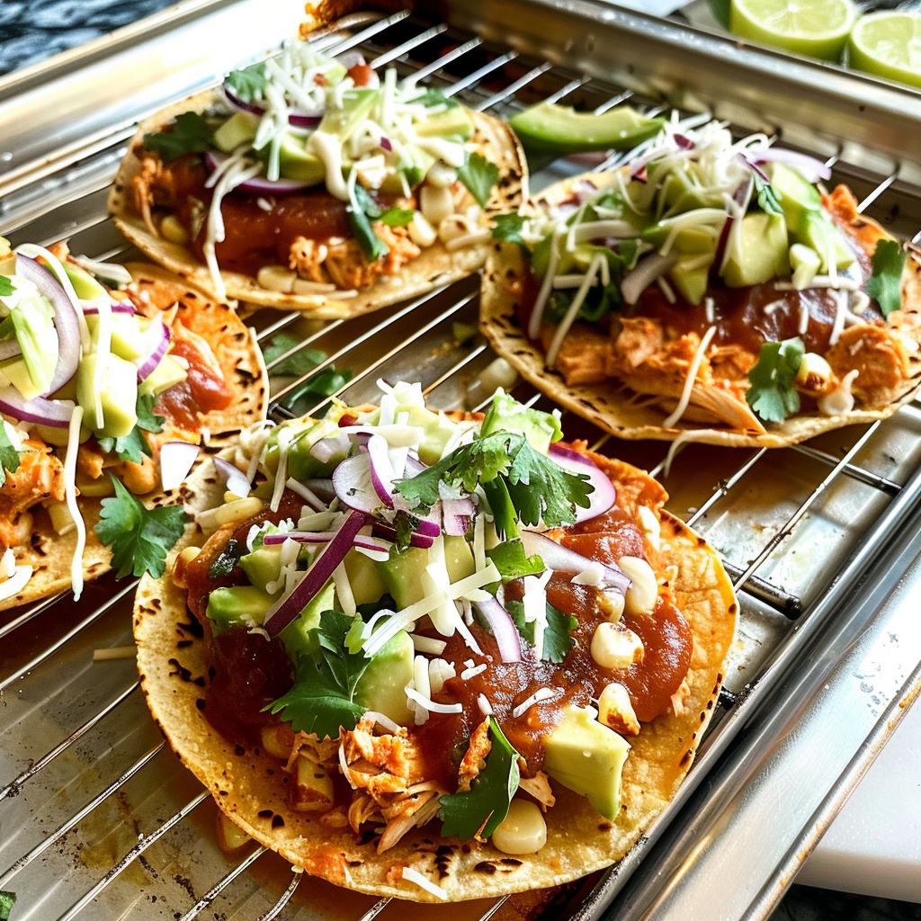 Recipe preparation for BBQ Ranch Chicken and Corn Tostadas