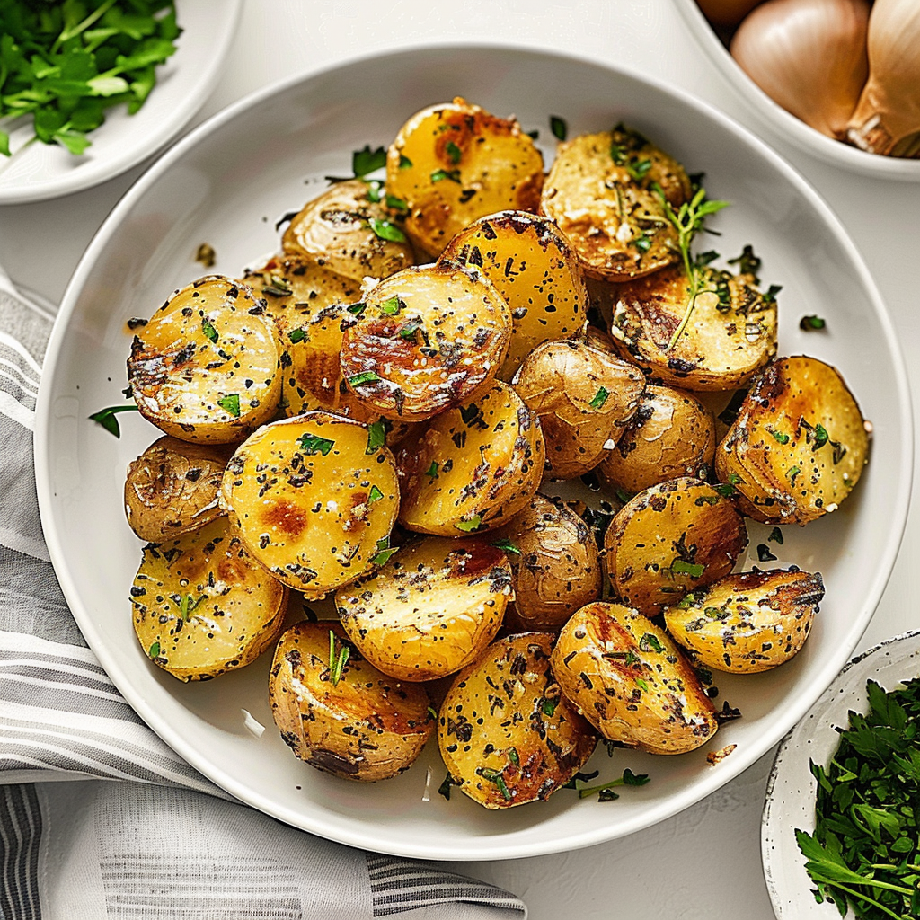Recipe preparation for Rosemary Garlic Butter Christmas Roast Potatoes