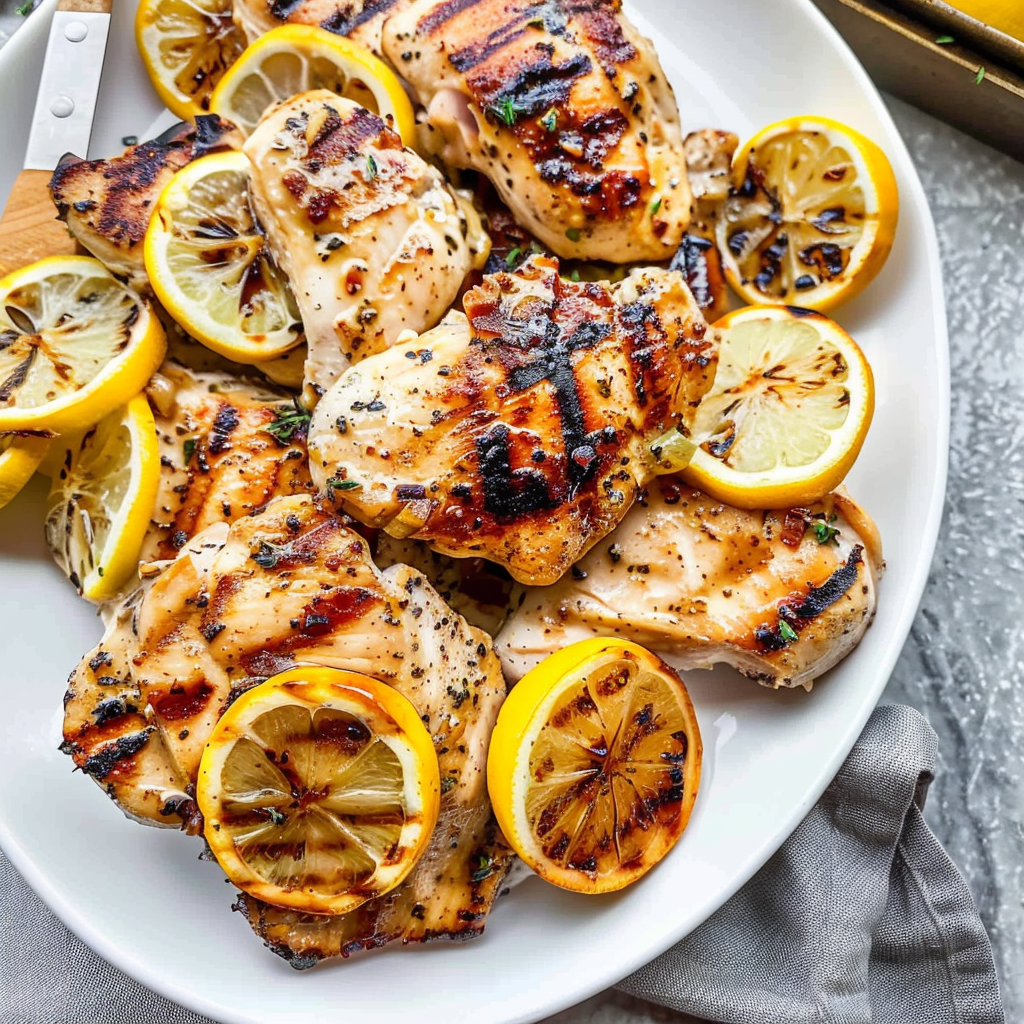 Recipe preparation for Lemon Pepper Grilled Chicken Thighs